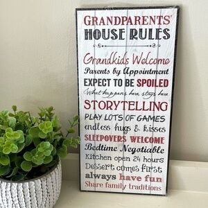 Grandparents House Rules Sign Wall Decor New